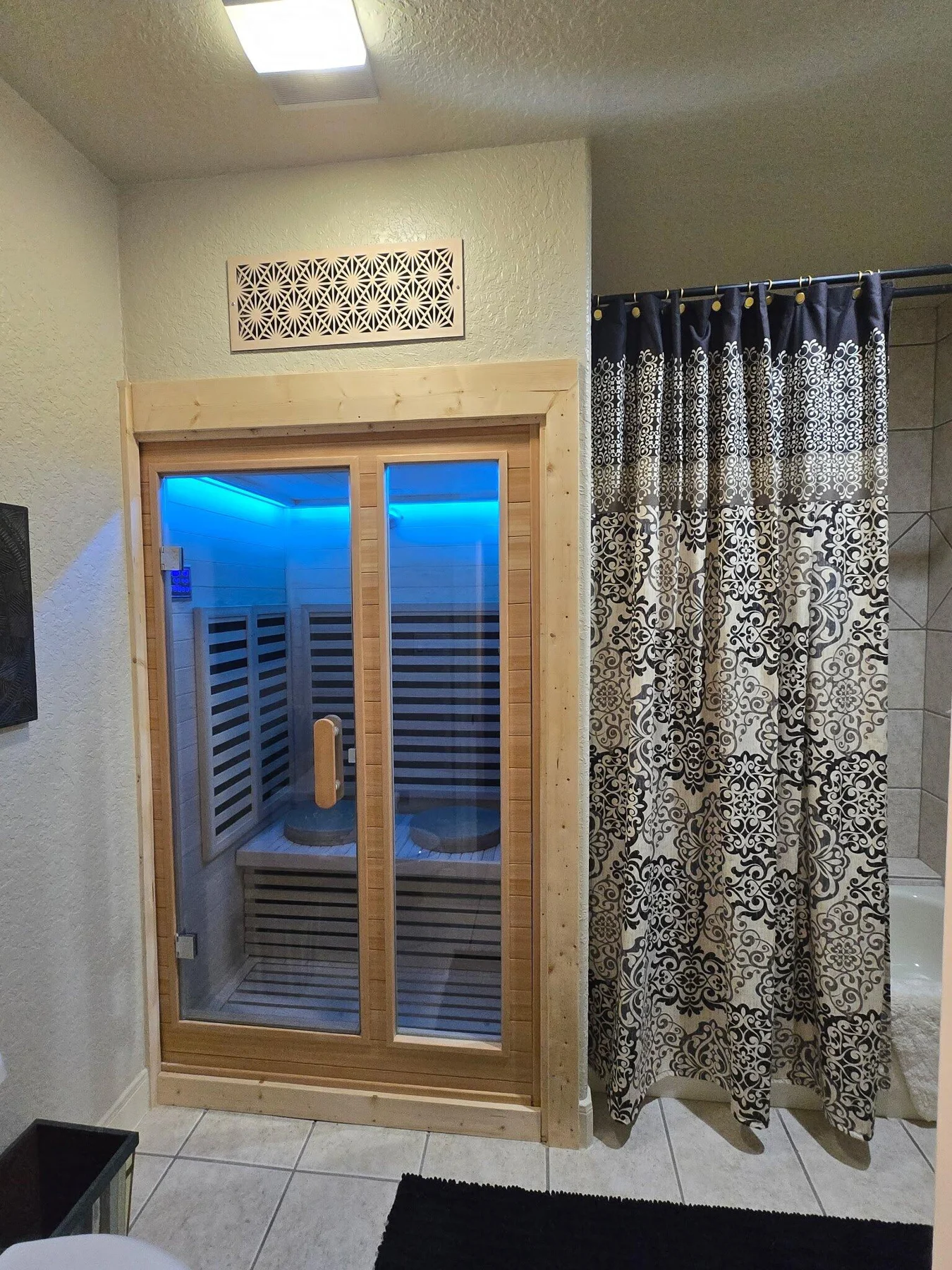Completed sauna conversion in the bathroom